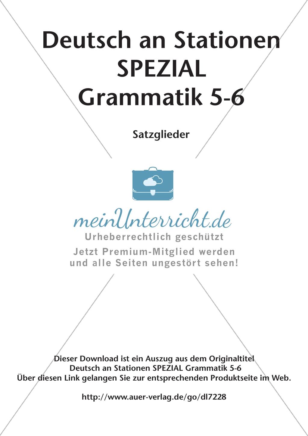 Stationenarbeit Grammatik: Satzglieder Preview 2