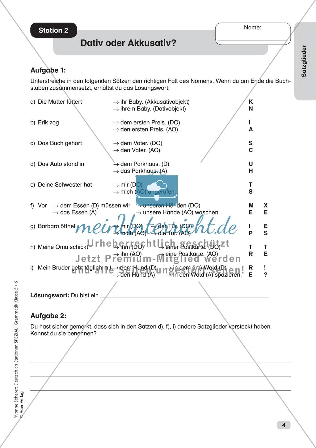 Stationenarbeit Grammatik: Satzglieder Preview 6