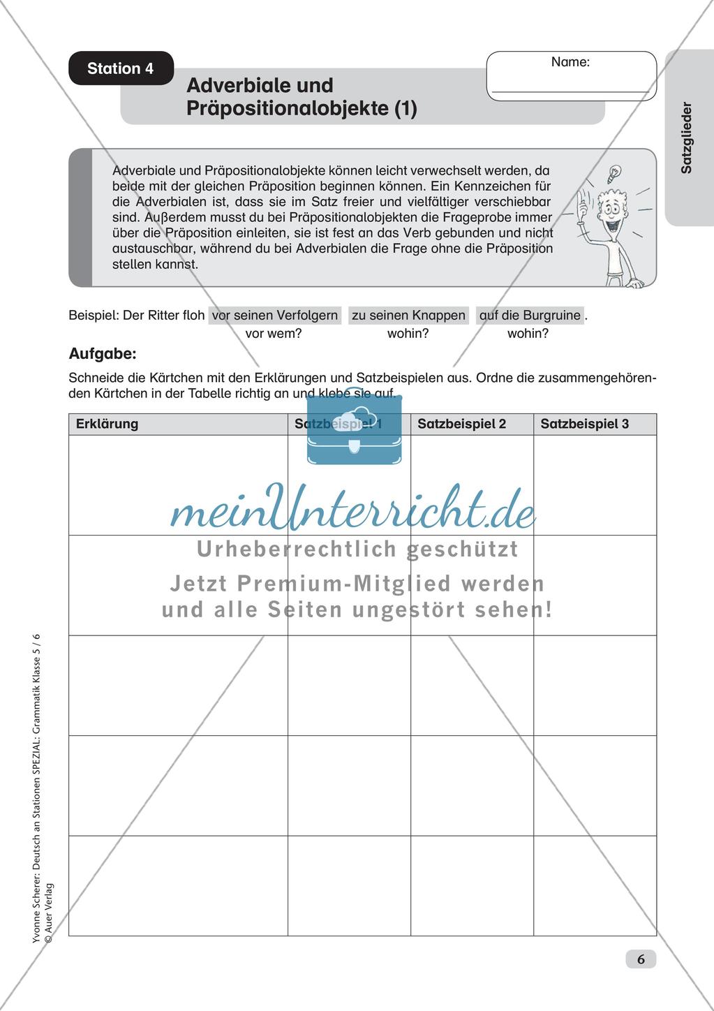 Stationenarbeit Grammatik: Satzglieder Preview 8