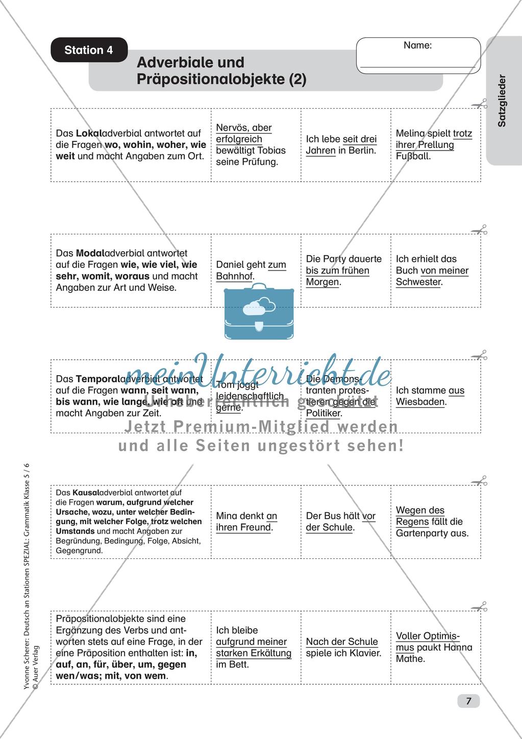 Stationenarbeit Grammatik: Satzglieder Preview 9