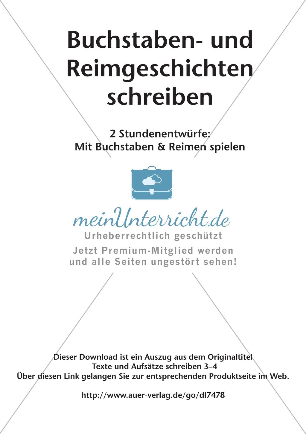 Schreibkompetenz: Buchstaben- und Reimgeschichten Preview 2