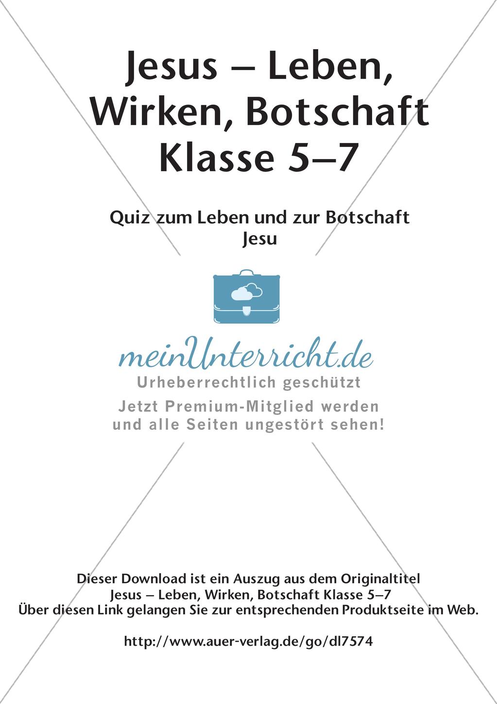 Quiz zum Leben und zur Botschaft Jesu Preview 2