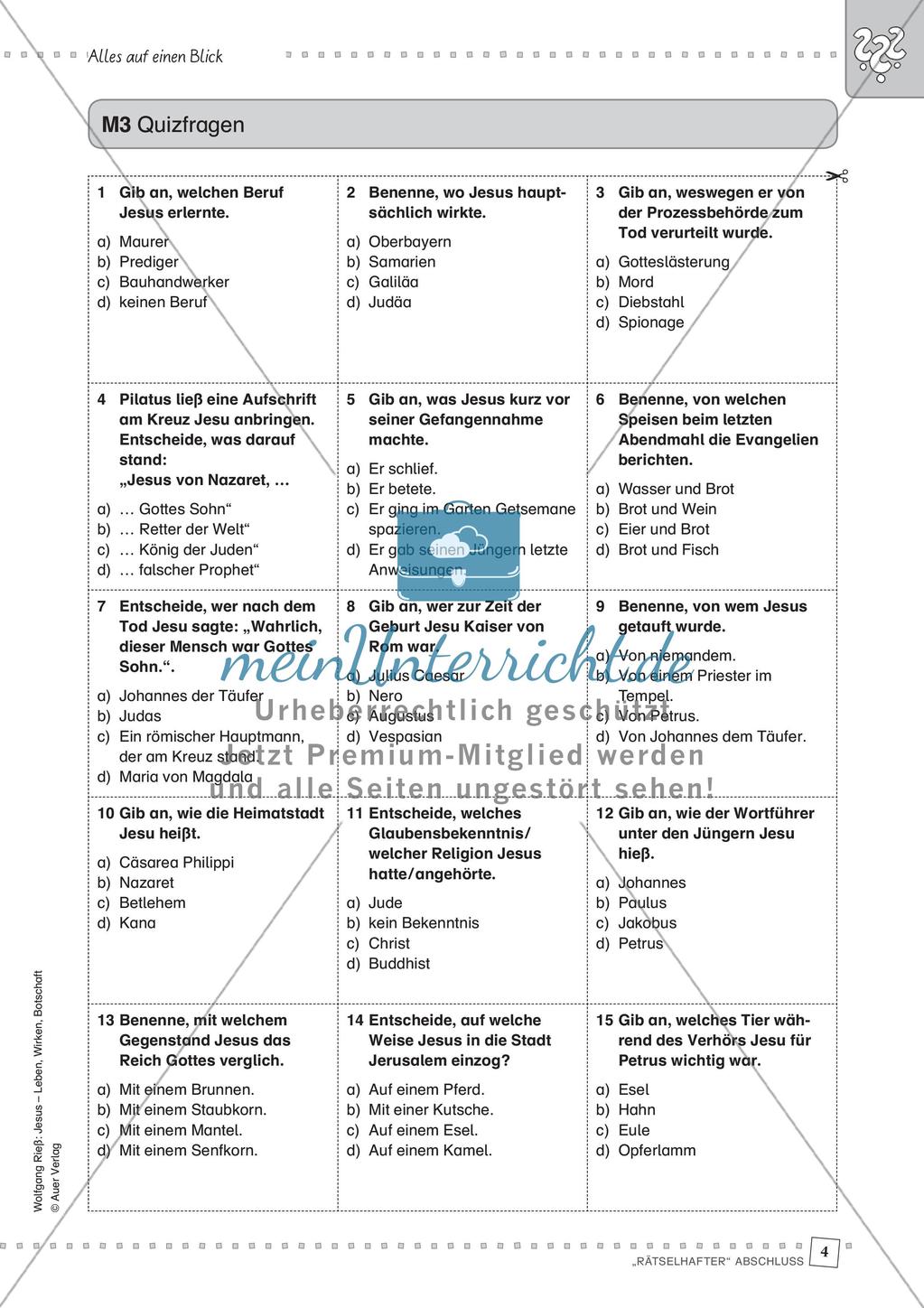 Quiz zum Leben und zur Botschaft Jesu Preview 6