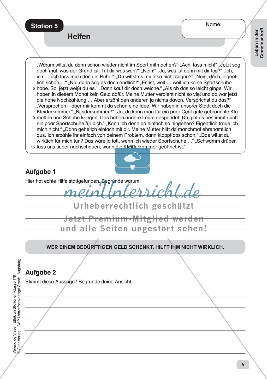 Ethik an Stationen: Leben in der Gemeinschaft Preview 8