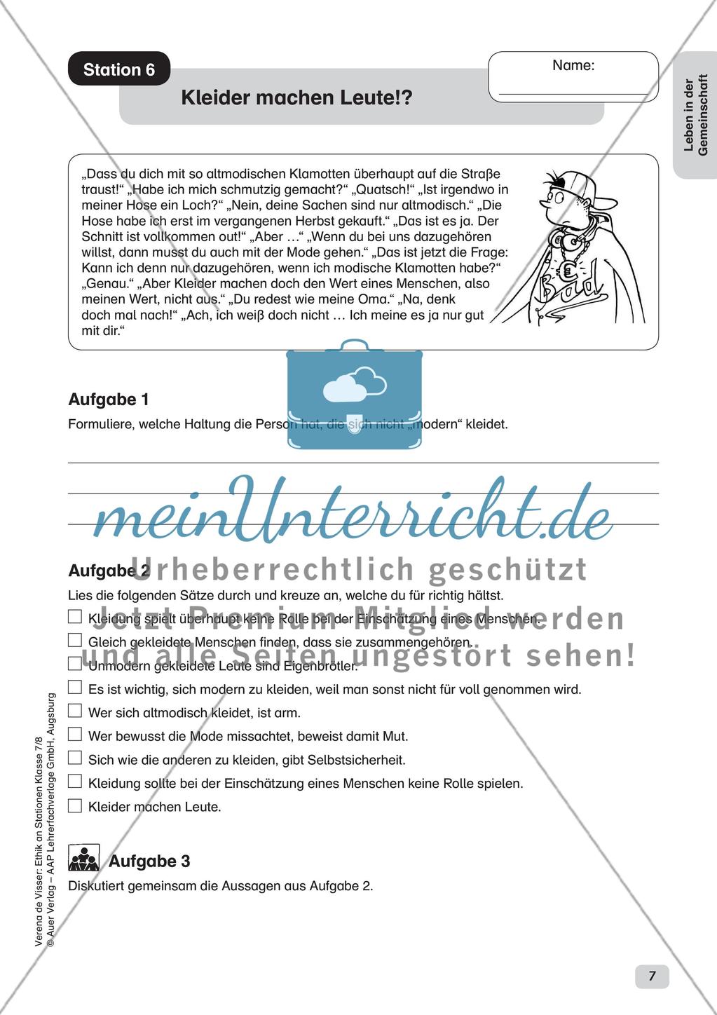 Ethik an Stationen: Leben in der Gemeinschaft Preview 9