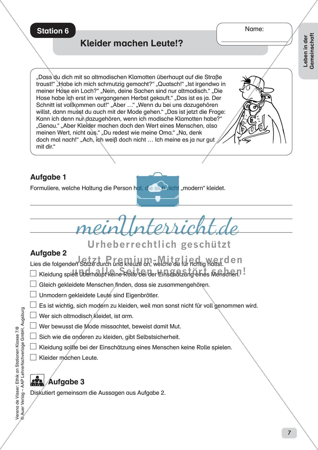 Ethik an Stationen: Leben in der Gemeinschaft Preview 9