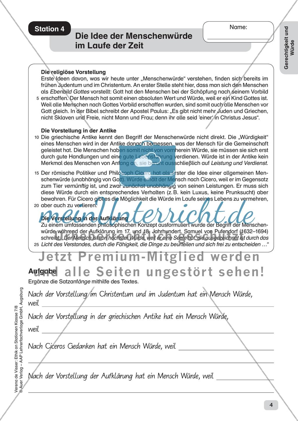 Ethik an Stationen: Gerechtigkeit und Würde Preview 6