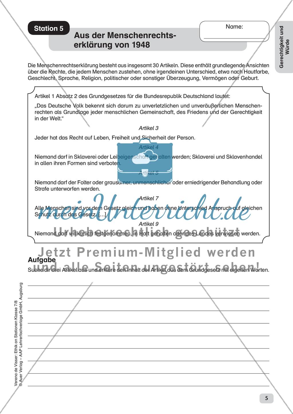 Ethik an Stationen: Gerechtigkeit und Würde Preview 7