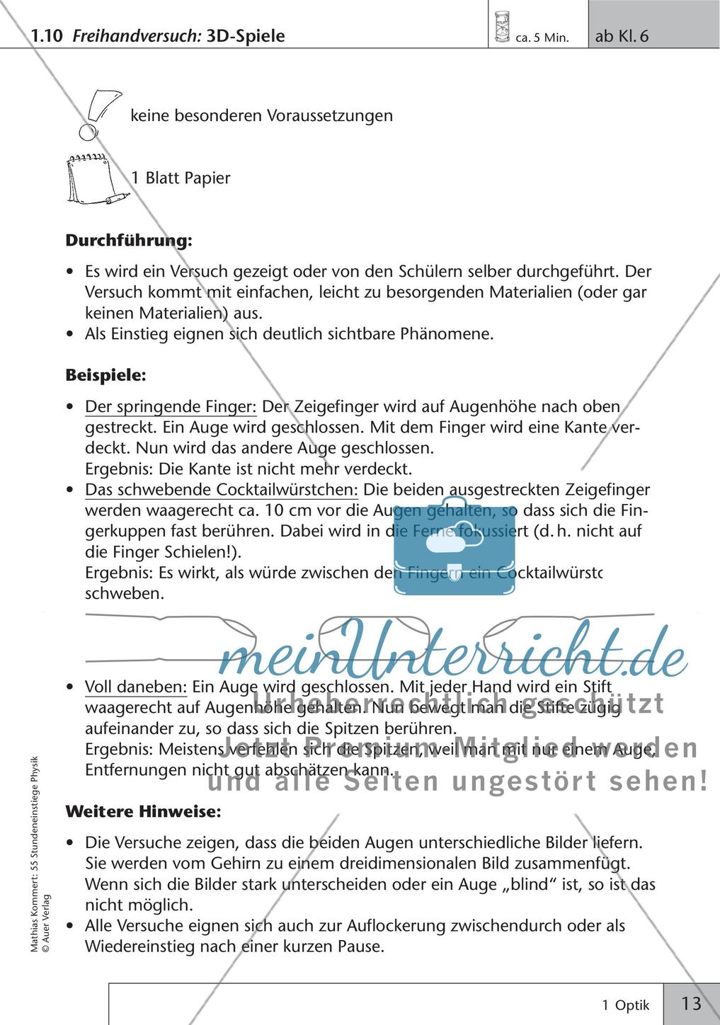 Stundeneinstiege: Optik Preview 15