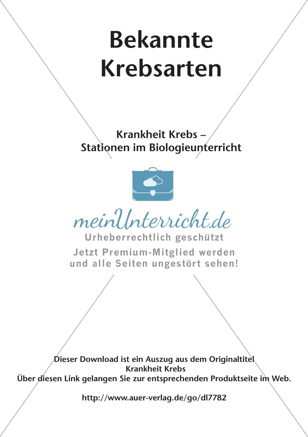 Bekannte Krebsarten Preview 2