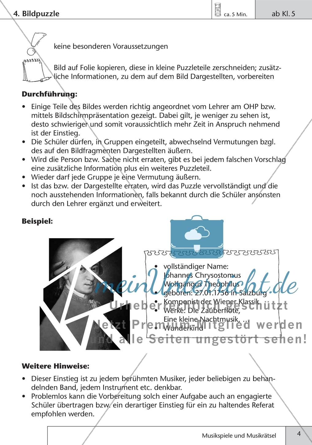 Stundeneinstiege: Musikbeispiele und Rätsel Preview 6