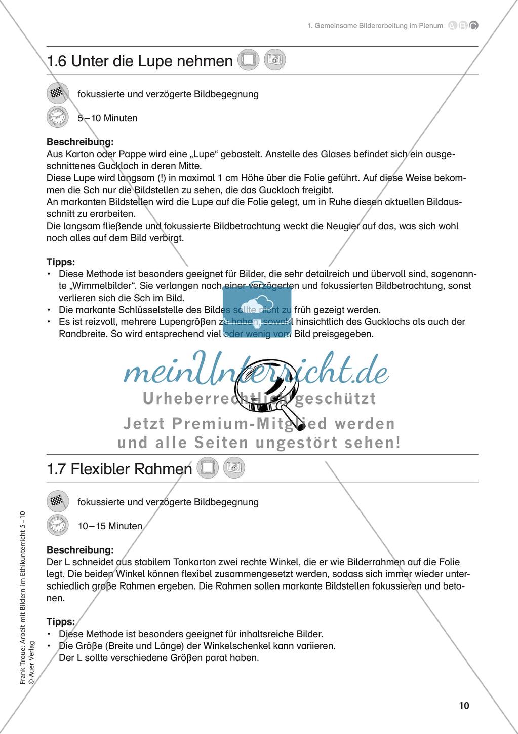 Arbeit mit Bildern im Ethikunterricht: Bilderarbeitung im Plenum Preview 12