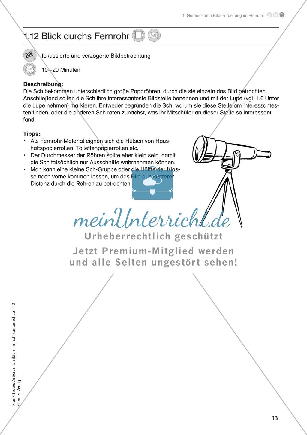 Arbeit mit Bildern im Ethikunterricht: Bilderarbeitung im Plenum Preview 15
