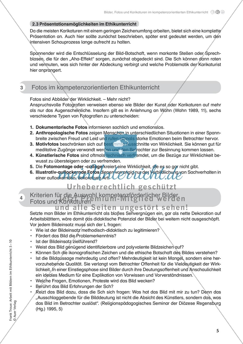 Arbeit mit Bildern im Ethikunterricht: Bilderarbeitung im Plenum Preview 7