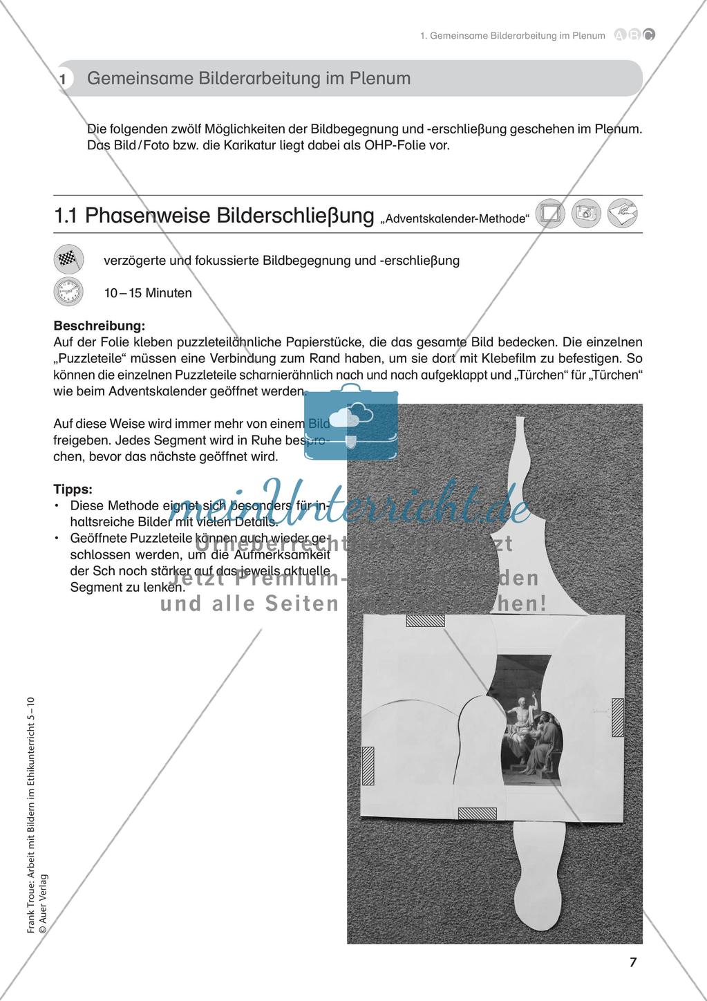Arbeit mit Bildern im Ethikunterricht: Bilderarbeitung im Plenum Preview 9