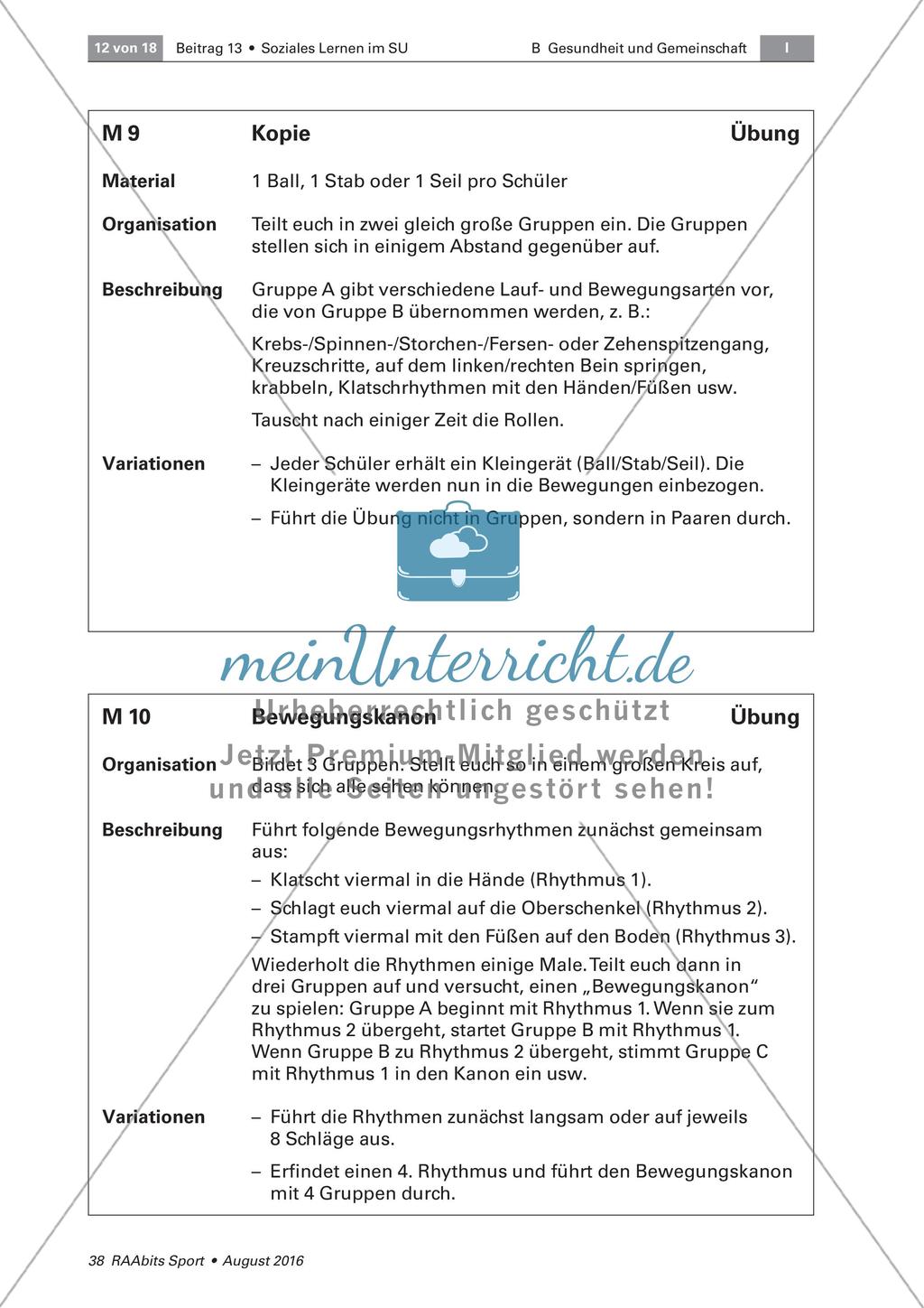Spiele in Gruppenform zur Schulung sozialen Lernens Preview 2