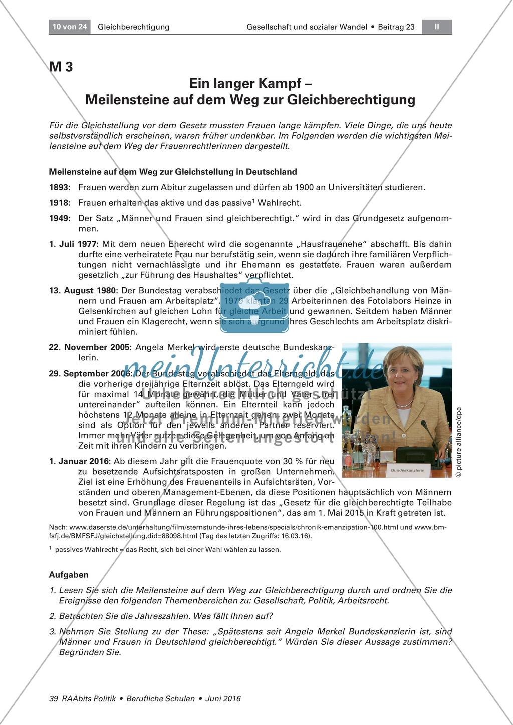 Schritte auf dem Weg zur Gleichberechtigung zwischen Mann und Frau Preview 4