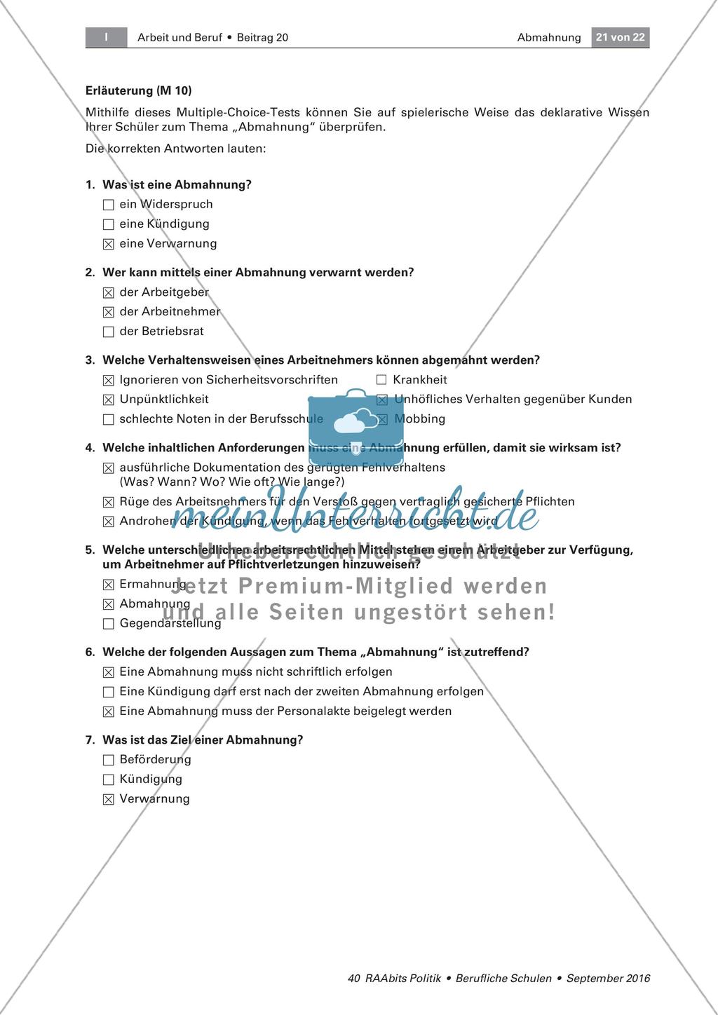 Lernerfolgskontrolle zum Thema