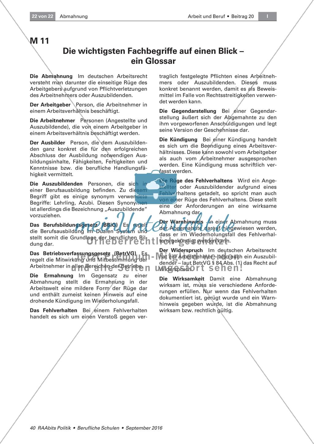 Glossar zum Thema