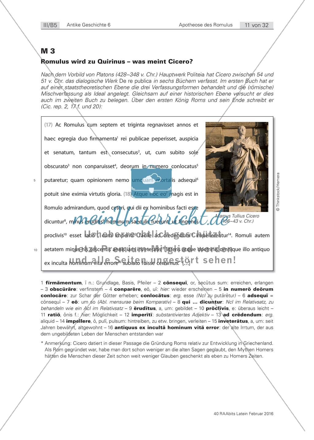 Die Apotheose des Romulus: Aufgaben Preview 4