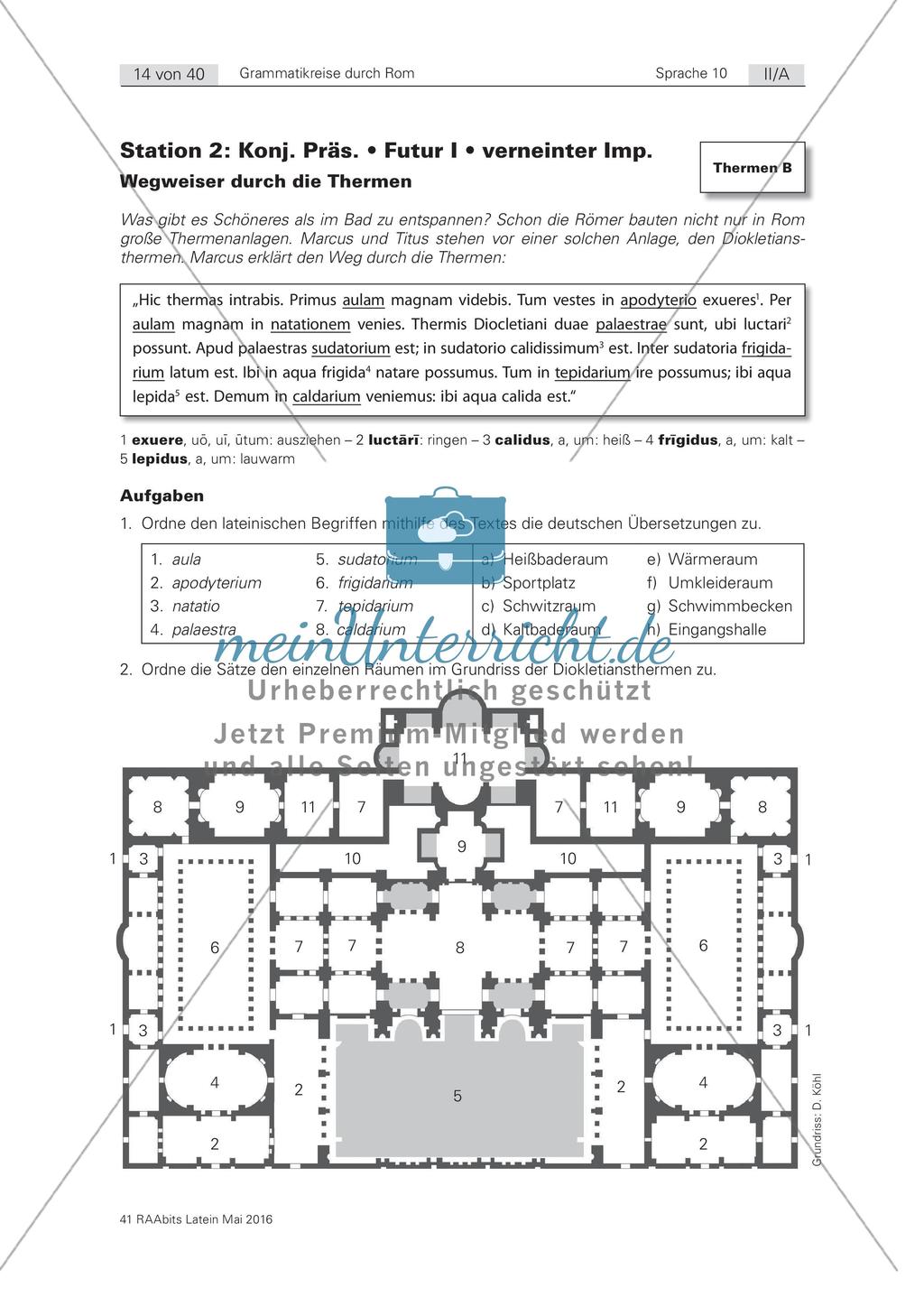 Thermen – Konjunktiv Präsens, Futur I und verneinte Imperative Preview 1
