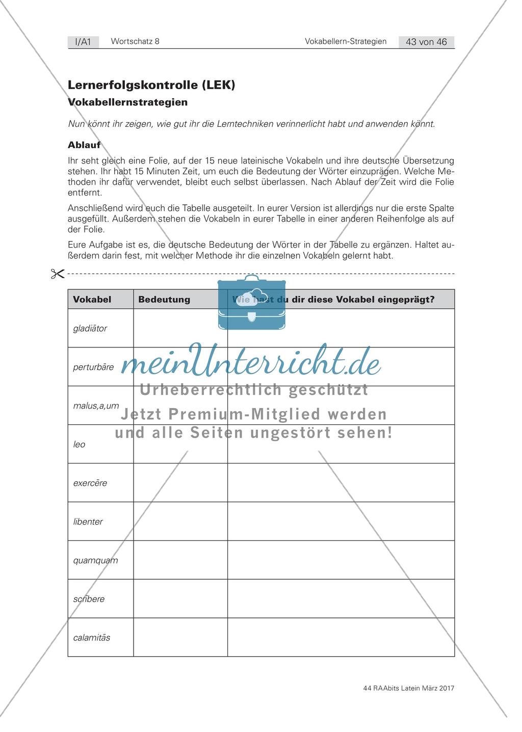 Lernerfolgskontrolle: Vokabellernstrategien Preview 1