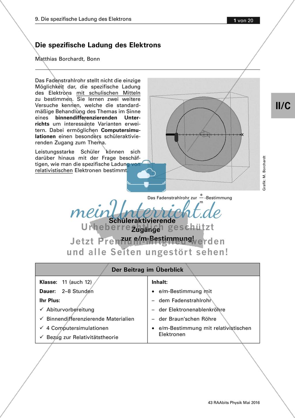 Die spezifische Ladung des Elektrons Preview 1