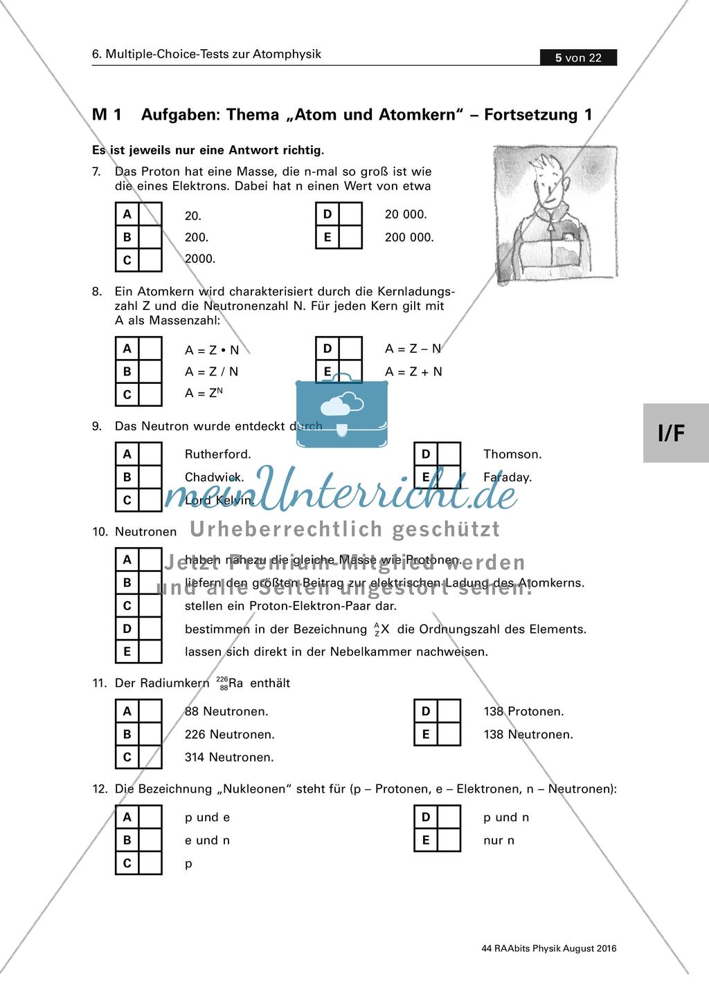 Multiple-Choice-Test zum Thema Atom und Atomkern Preview 2
