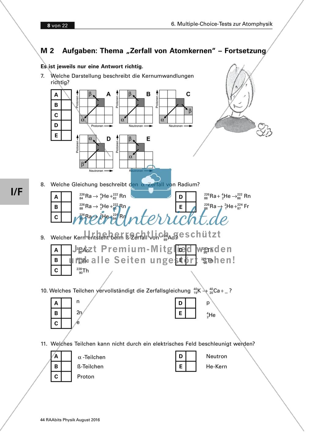 Multiple-Choice-Test zum Thema Zerfall von Atomkernen Preview 2