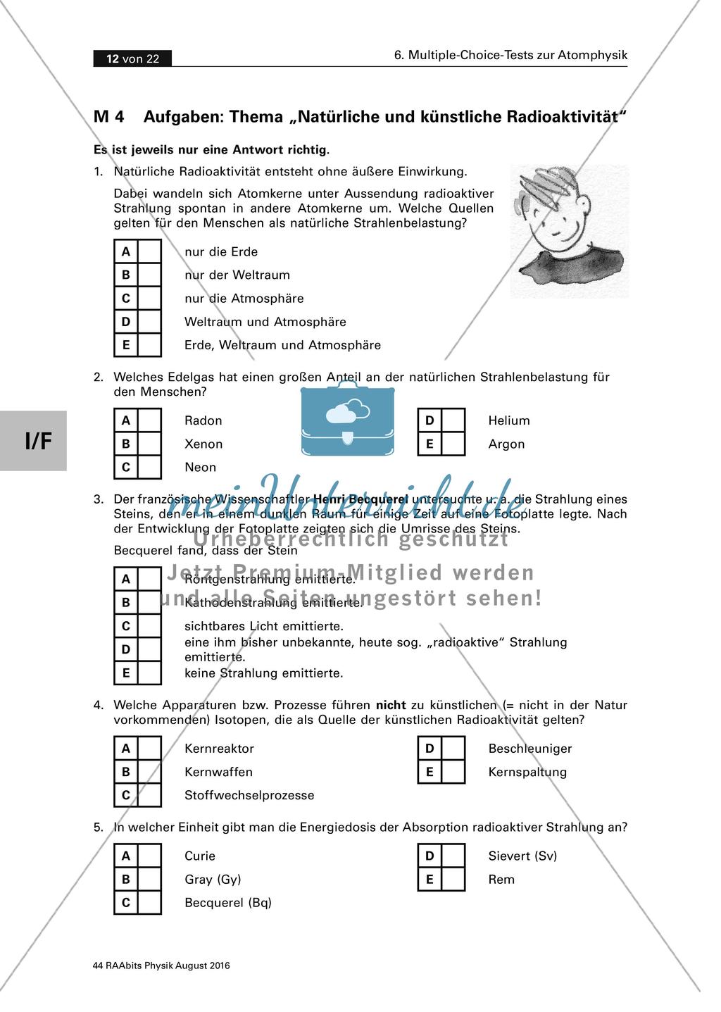 Multiple-Choice-Test zum Thema Natürliche und künstliche Radioaktivität Preview 1
