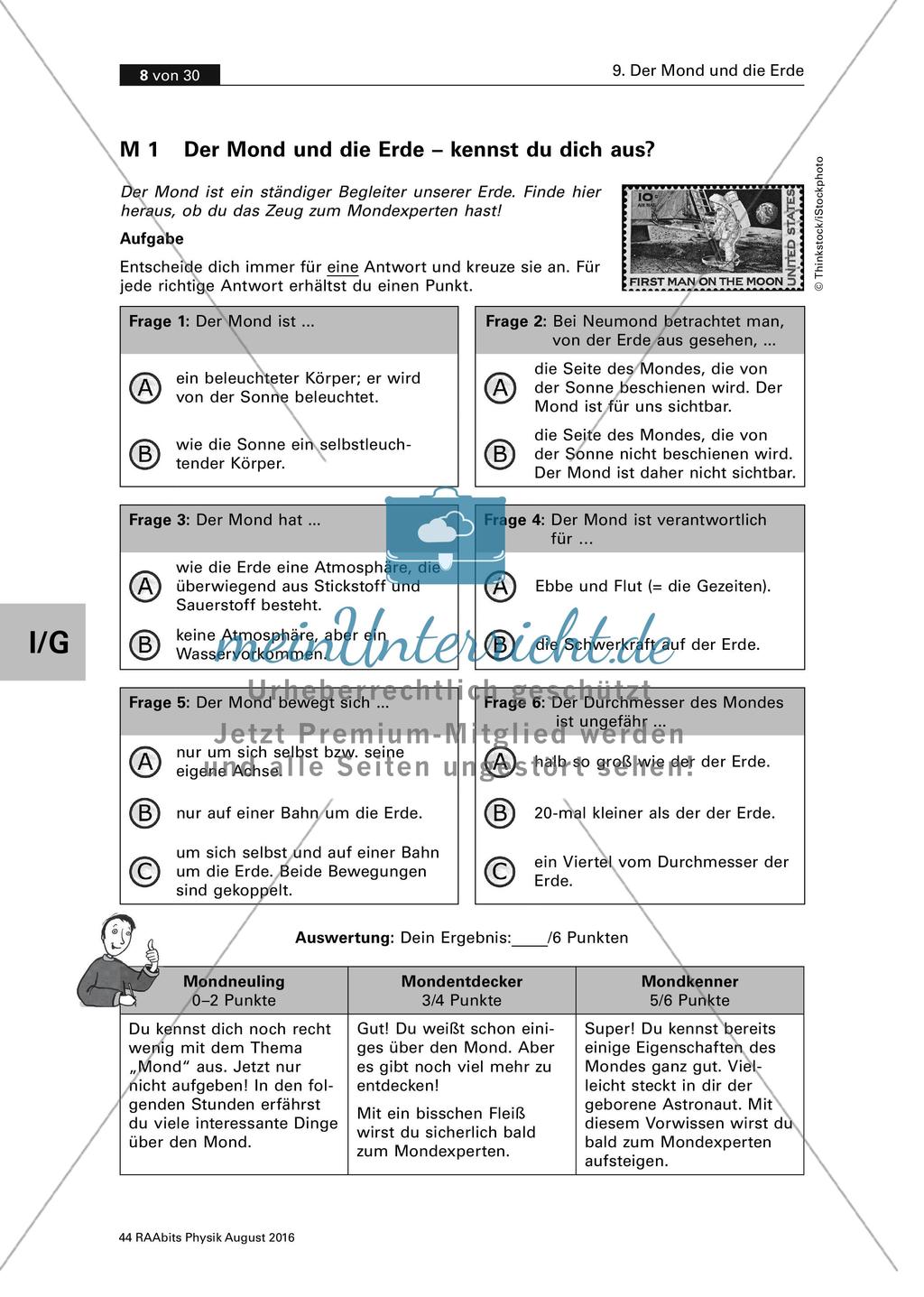 Der Mond und die Erde - Quiz Preview 1