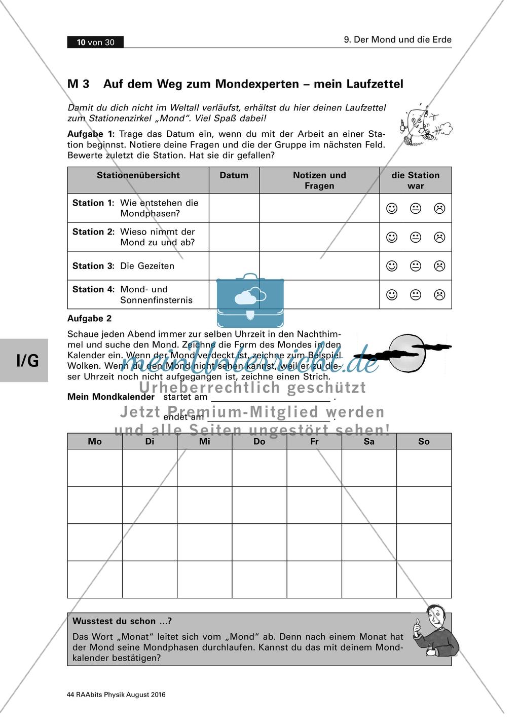 Der Mond und die Erde - Stationenarbeit Preview 1