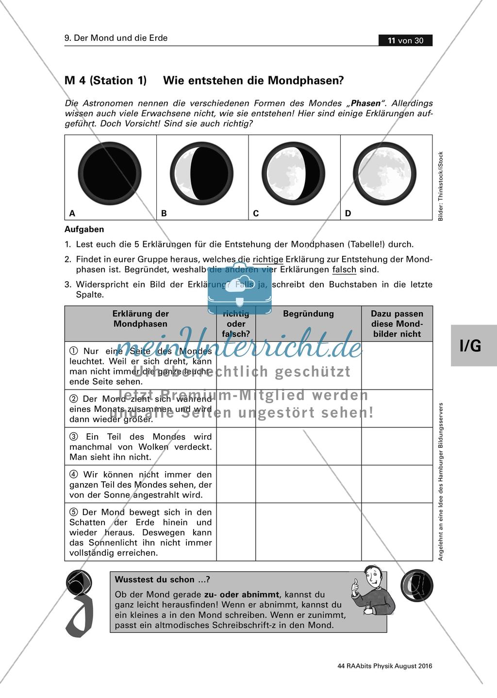 Der Mond und die Erde - Stationenarbeit Preview 2