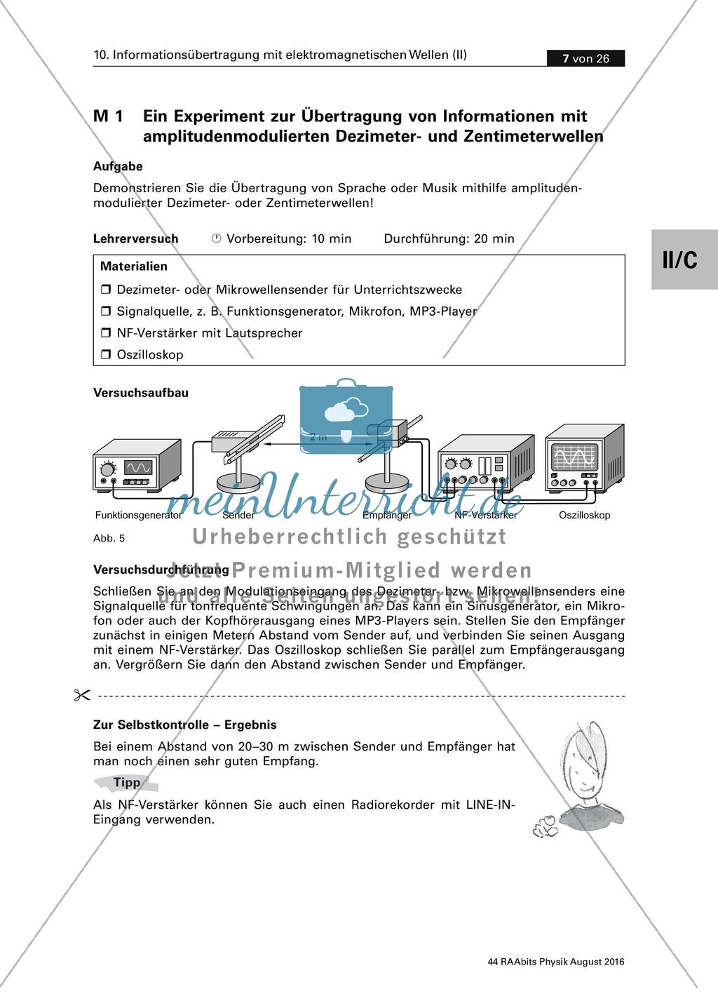 Experiment zur Übertragung von Informationen mit Dezimeter- und Zentimeterwellen Preview 1