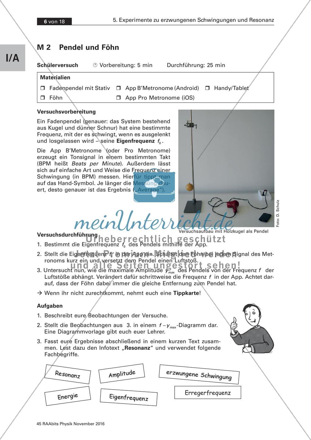 Schülerversuch zu Pendel und Föhn Preview 1