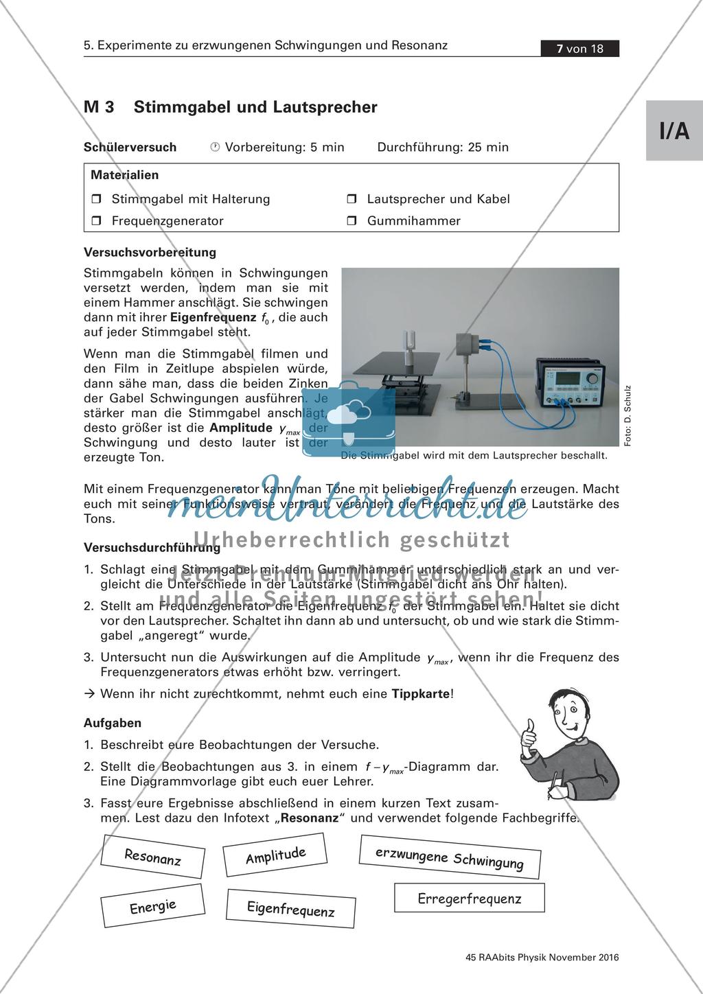 Schülerversuch zu Stimmgabel und Lautsprecher Preview 1