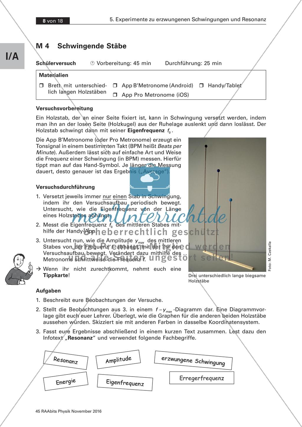 Schülerversuch zu schwingenden Stäben Preview 1