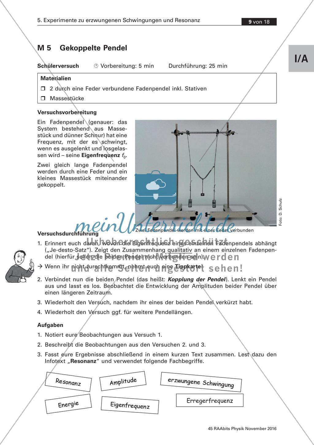 Schülerversuch zum gekoppelten Pendel Preview 1