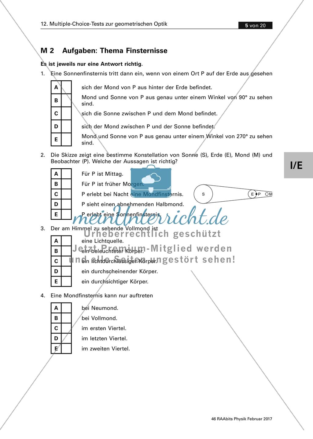 Multiple-Choice-Test zum Thema Finsternis Preview 1