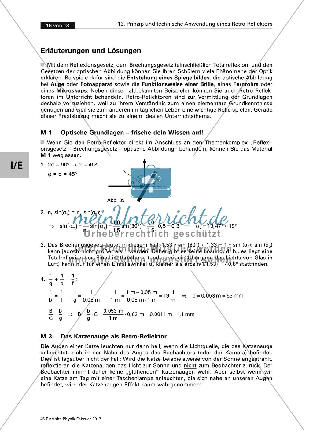 Wie funktioniert ein Katzenauge? - Prinzip und technische Anwendung eines Retro-Reflektors Preview 16