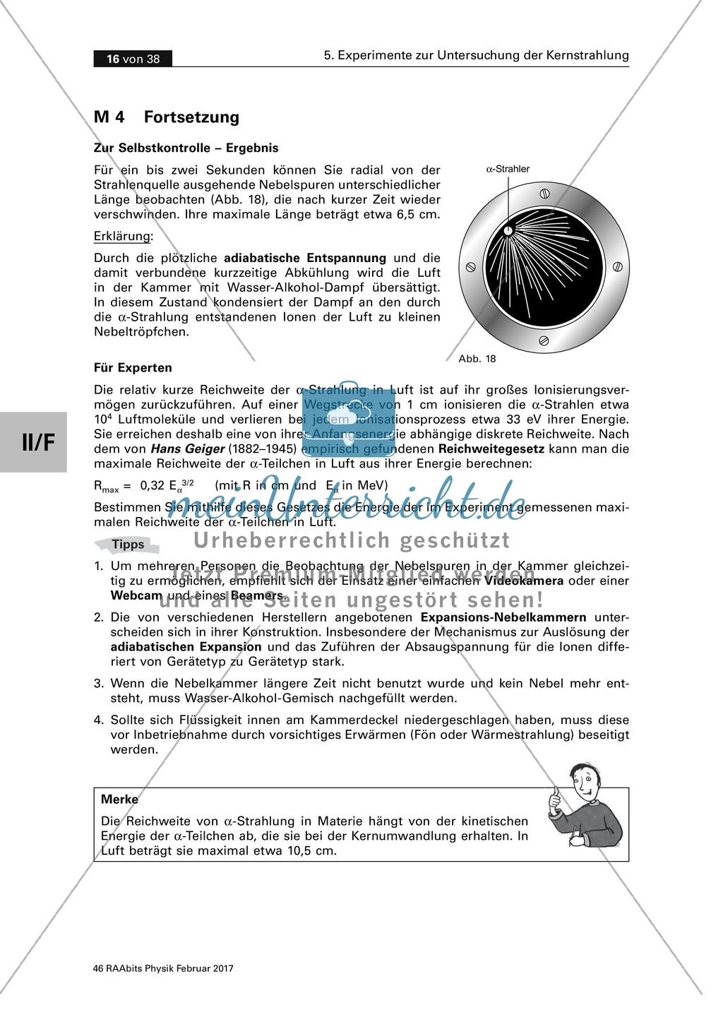 Bestimmung der Reichweite von Alpha-Strahlung mithilfe einer Expansionskammer (Experiment) Preview 2