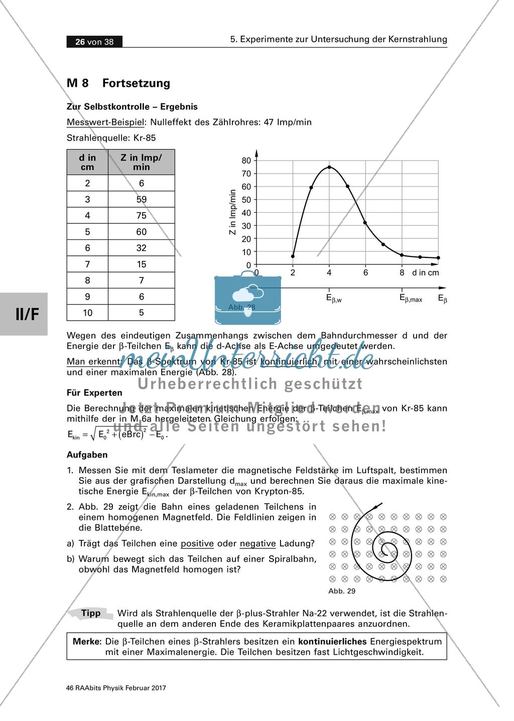Aufnahme eines Beta-Spektrums mit einem Magnetspektroskop bei konstanter Magnetfeldstärke (Experiment) Preview 2