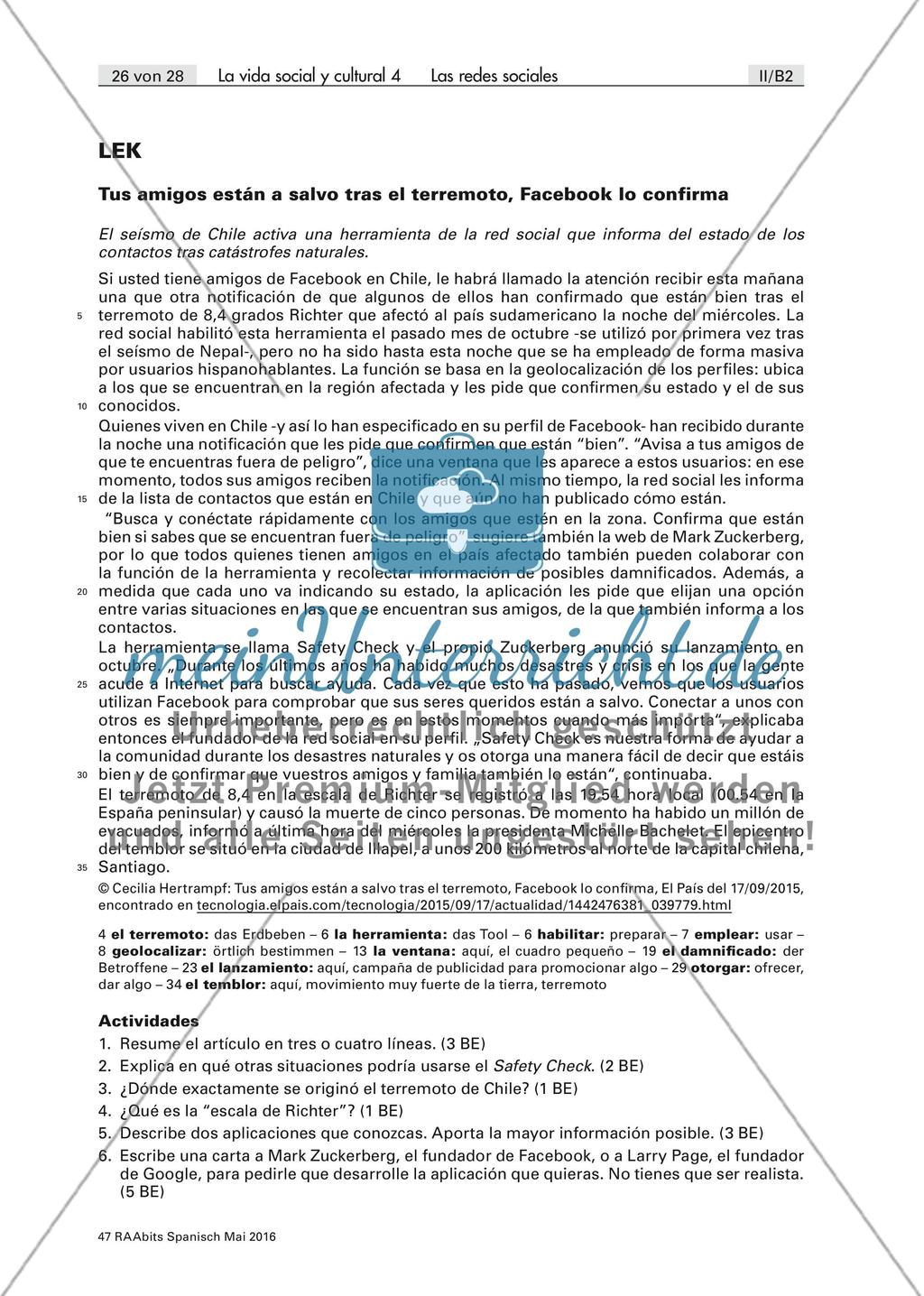 Las redes sociales: Lernerfolgskontrolle Preview 1