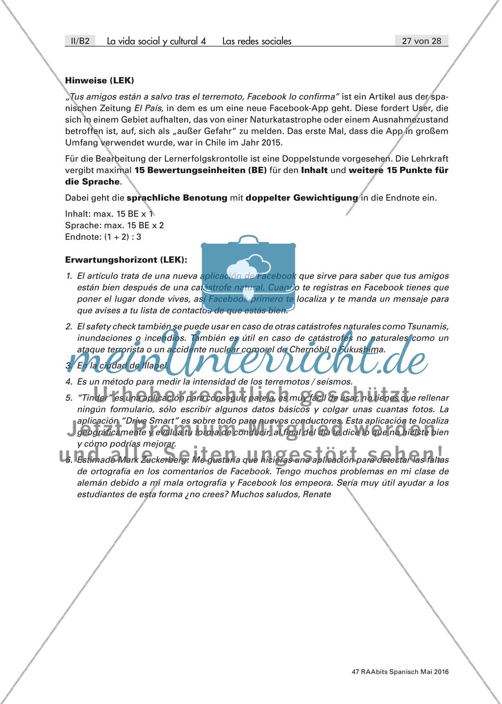 Las redes sociales: Lernerfolgskontrolle Preview 2