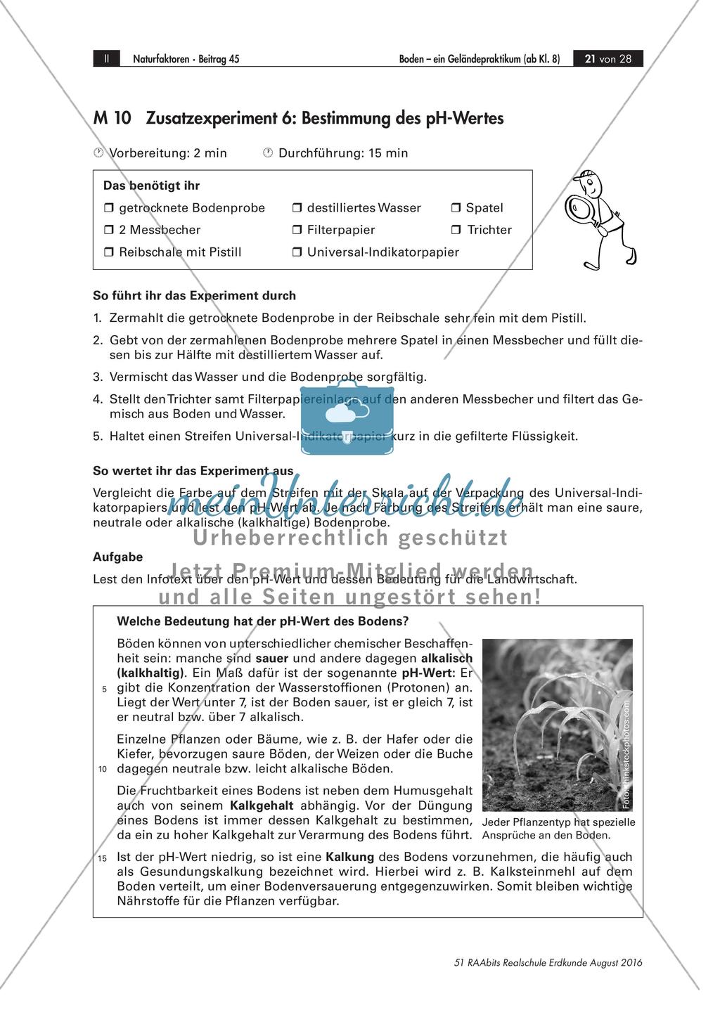 Experimente zum Thema Boden: Geländepraktikum Preview 13