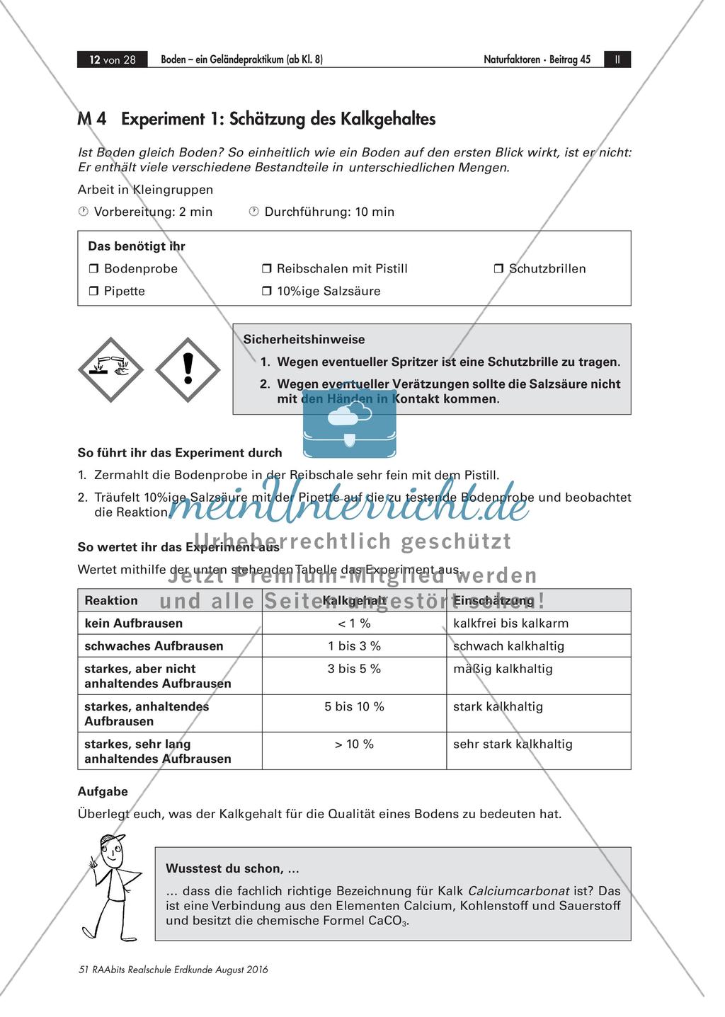 Experimente zum Thema Boden: Geländepraktikum Preview 4