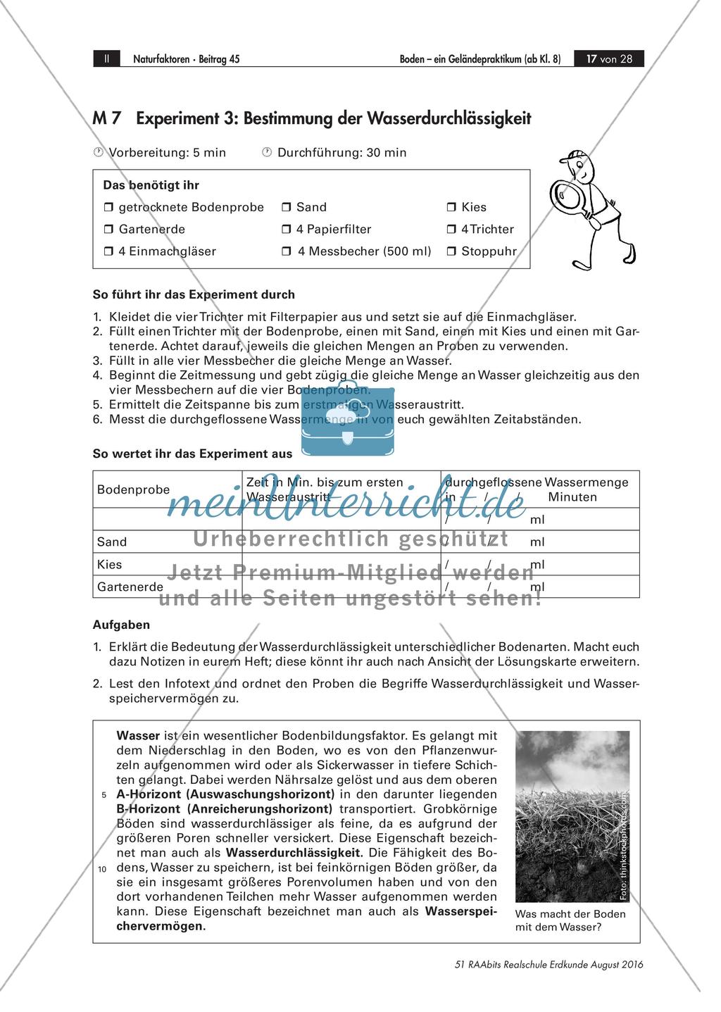 Experimente zum Thema Boden: Geländepraktikum Preview 9