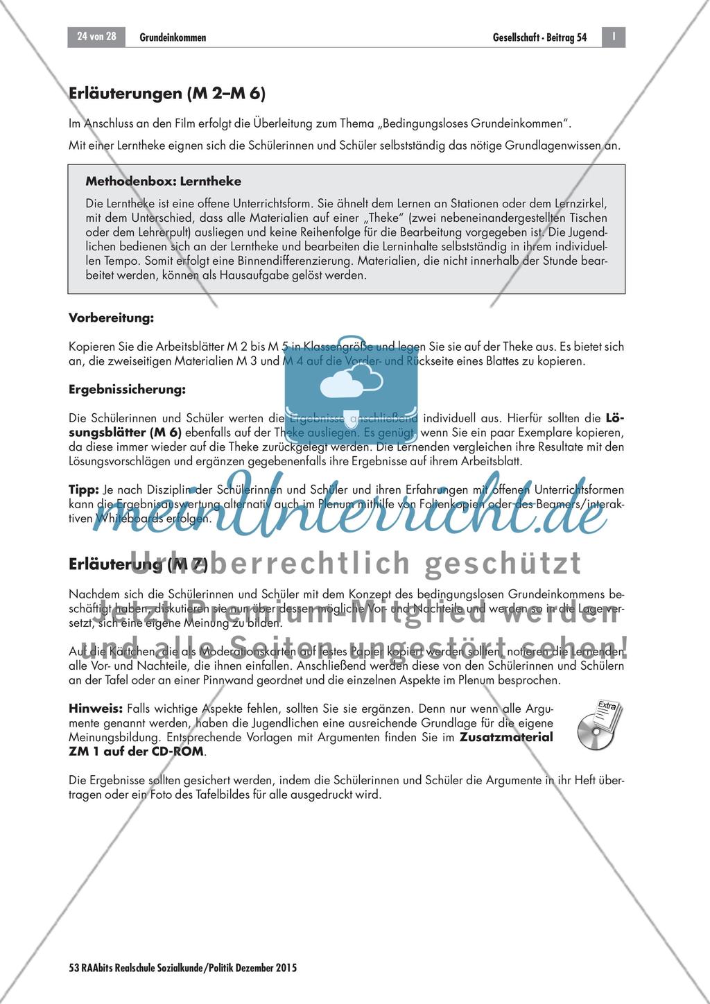 Bedingungsloses Grundeinkommen: Didaktische Erläuterungen und Lösungen Preview 3