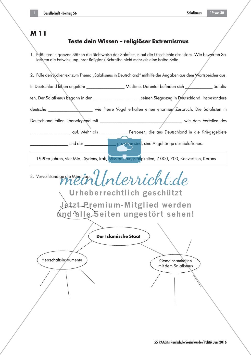Religiöser Extremismus: Lernerfolgskontrolle Preview 1