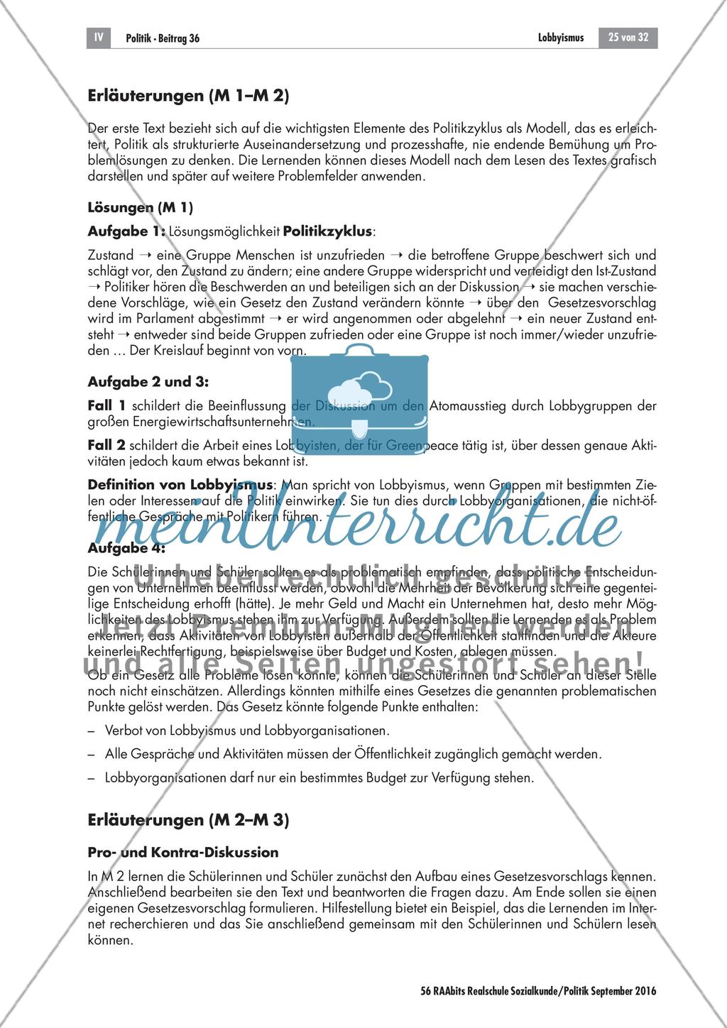 Lobbyismus: Didaktische Erläuterungen Preview 1